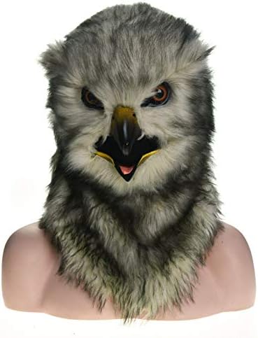 JIANFEI LIANG Factory Direct Selling Fur Halloween Moving Mouth Mask Owl Simulation Animal Mask Anime Cosplay Mask Moving Mouth Mask Mouth Mover Mask Moving Jaw Mask Fashion Animal Mask