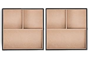 Glenor Co Jewelry Organizer Tray - Set of 2 - Stackable 6 Slots Jewelry Storage Trays - Display on Dresser or Drawer - Compatible with Other Glenor Trays - Black