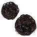 REECHO Thick 2PCS Updo Messy Hair Bun Curly Wavy Ponytail Extensions Hairpieces Hair Scrunchies for Women Girls Color Dark Brown