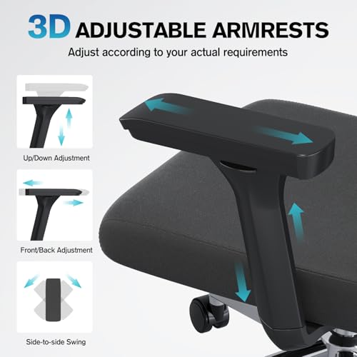 Eucladoceros M16 Ergonomic Office Chair, Desk Chair with 3-Stage Tilt Lock, Headrest, 3D Armrests and Lumbar Support, Computer Chair & Gaming Chair, Mesh Swivel Home Office Chair, Black