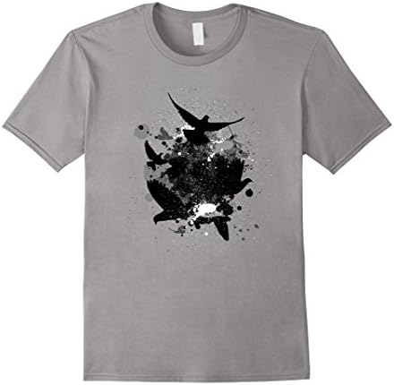 Mens Abstract Black Birds Shirt Gift For Bird And Art Lovers Medium Slate