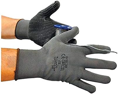 801-MAT Matrix D Grip Seamless Knitted Gloves With Pvc Dot Palm Coating Grey SIZE-7 - Pack of 10