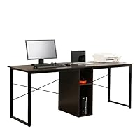 Soges 2-Person Home Office Desk,78 inches Large Double Workstation Desk, Writing Desk with Storage, Black HZ011-200-BK