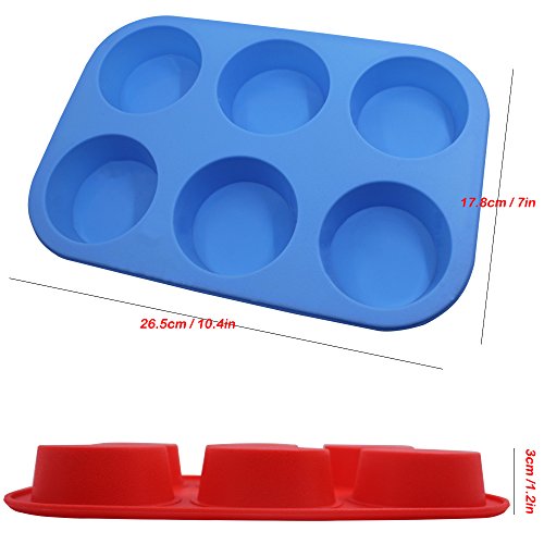 image for 6-Cup Silicone Muffin Mold Bonus with Spatula, DaKuan 3 pcs pack of Mu