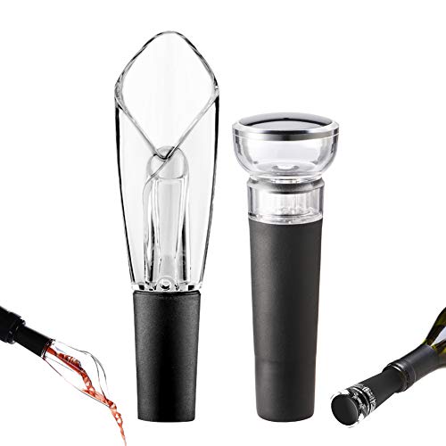 BeRicham Wine Aerator Pourer and Vacuum Wine Stoppers Set for Aerating Wine Instantly, Keeping Wine Fresh, FDA Approved