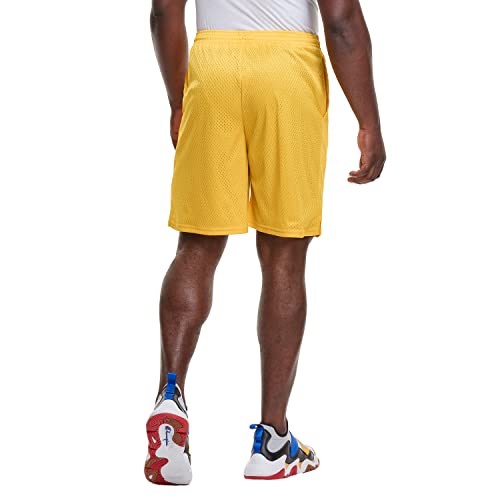 Champion Mens Long Mesh Shorts with Pockets, 4XL, Team Gold