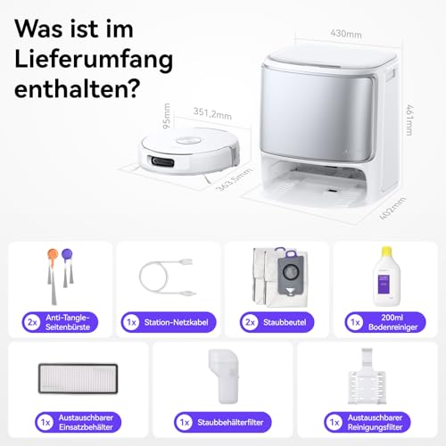 NARWAL Flow Saugroboter mit Wischfunktion, FlowWash-Moppsystem mit Echtzeit-Selbstreinigung, 22.000 Pa Wischroboter, Tierhaare DualFlow Tangle-Frei, 45-80°C Spülen und Heißlufttrocknung, Absaugstation 10