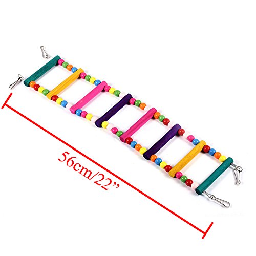 LESYPET Colorful Ladder Bird Toy, Flexible Ladders Wooden Rainbow Bridge for Parrots Pet Trainning 8-Step