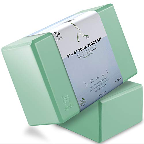 Node Fitness Premium Yoga Block (Set of 2) – 4″ Thick Foam Brick – Mint
