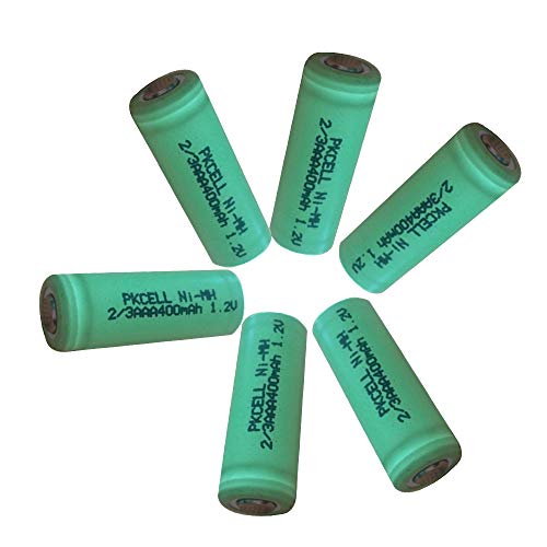 6pcs 2/3AAA Size NiMH Rechargeable Battery 400mah with Flat Top