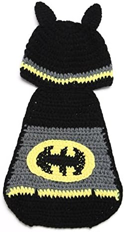 Silver Moonlight Newborn Unisex-baby Crochet Hat Clothes Baby Photograph Props (Batman)