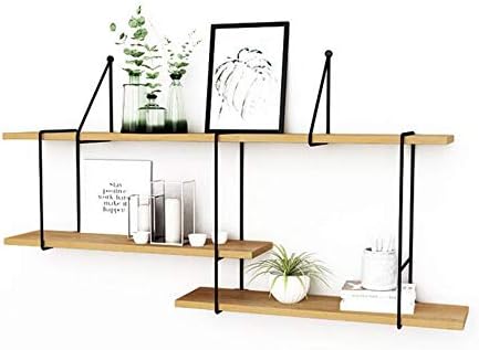 Eeayyygch Shelving Shelf Wall Mount of 3 Tier Soid Wood Shelves for Bedroom, Living Room, Bathroom, Kitchen, Office and More 4sizes (Size : 120cm) (Color : As shown, Size : 100cm)