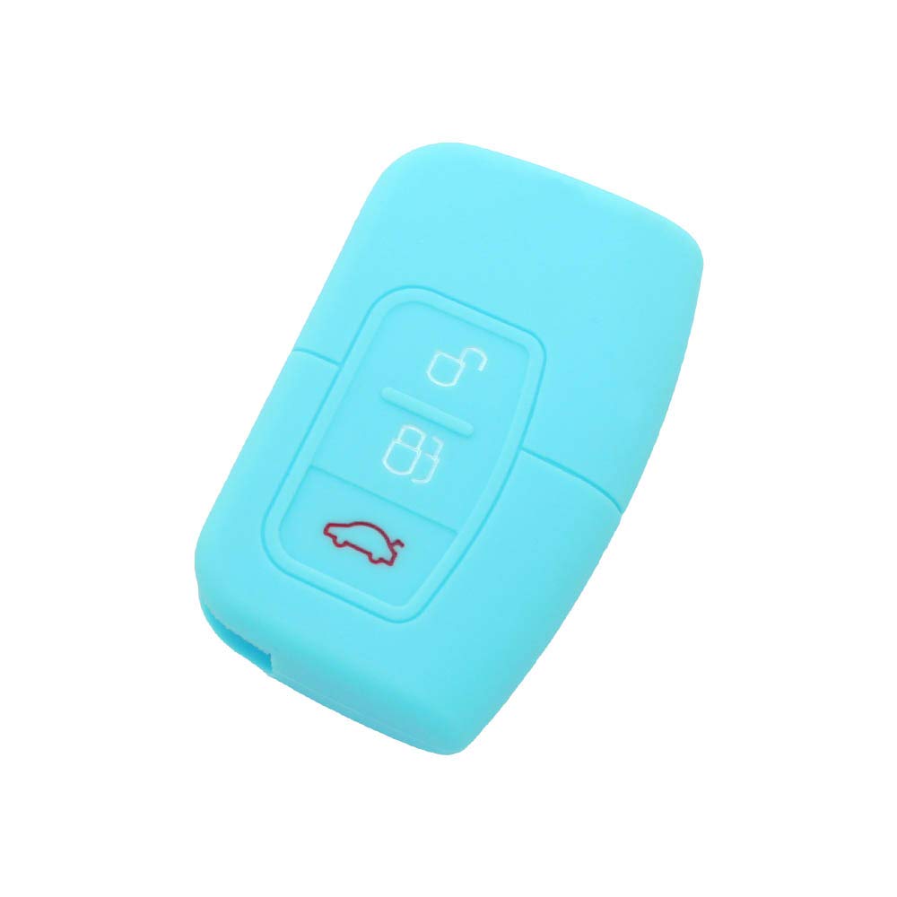 BROVACS Silicone Cover Protector Case Holder Skin Jacket Compatible with FORD 3 Button Smart Remote Key Fob CV9709 Light Blue