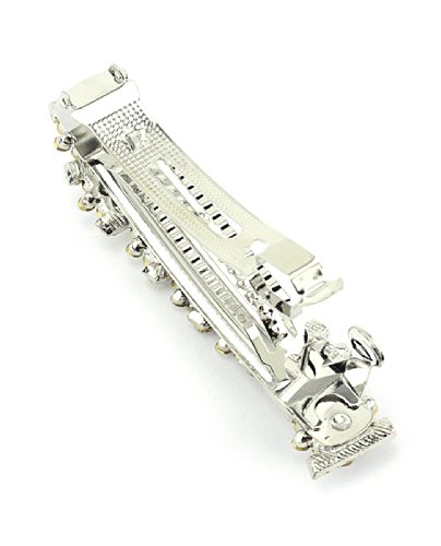 Women's Rhinestone Metal Hair Barrette Clip Hair Pin Antique Silver IMB2094, Multi