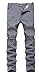 Men's Dark Grey Skinny Ripped Slim Fit Stretch Designed Destroyed Denim Jeans