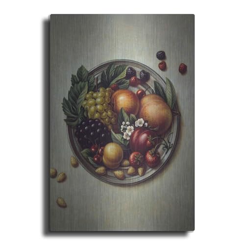 Luxe Metal Art '029 Fruit On Plate' by Dan Craig, Metal Wall Art, 16"x24"