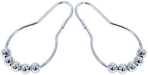 Curtainrollers Bathroom Shower Curtain Rings with Roller and Clips [Set of 12]
