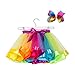 Layered Rainbow Tutu Skirts with Unicorn Horn Headband Outfits for Little Girls (Colorful, M(2-4 Years))