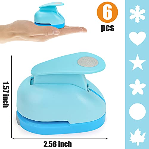 LoveInUSA Hole Punch Set, 6PCS Kids Paper Craft Punches Decorative Snowflake Star Circle Hole Puncher for Crafting Scrapbook Nail Designs