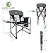 ALPHA CAMP Heavy Duty Folding Chair Oversized Director's Chair with Mesh High Back and Side Table, Supports 300 lbs - Black