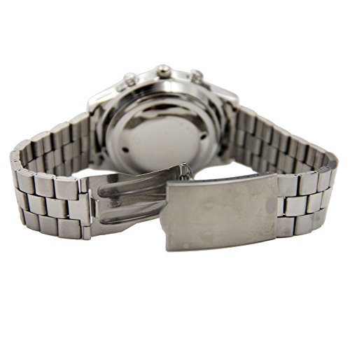 Talking Wrist Watch with Alarm, Analog Hands and Digital Talking Clock (Stainless Steel)
