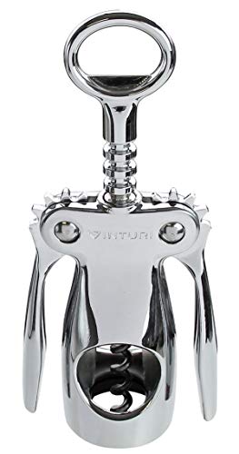 Vinturi V9032 Wing Corkscrew Wine Built-in Bottle Opener, Silver