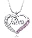 cocojewelry MOM Word Engraved Heart Love Pendant Necklace (Pink)