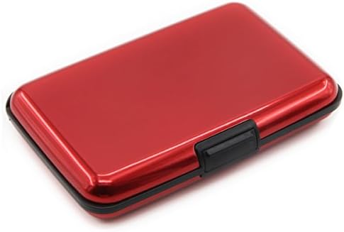 Deezone Latest Aluminum RFID Blocking Credit Card Holder for Men &amp; Women - Cool Slim Metal Business Card Case - Red