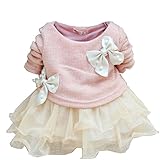 Juicart Baby Girls Dresses Long Sleeve Crochet Sweater Tops Lace Bowknot Tutu Clothing (6-9 Months, Pink)