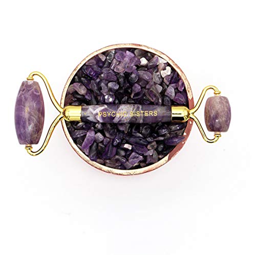 Psychic Sisters - Aventurine Roller - Neck & Face Massager - Dual-Ended Gemstone - Calms & Cools Skin - Anti-Ageing - Gentle Beauty Tool - Unique Aventurine Gemstone Gifts