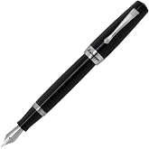 Montegrappa ELMO 02 Fountain Pen Jet Black Resin Writing Pen with Stainless Steel Fittings Nib F Stylish Gift Box