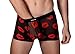 QinMi Lover Sexy Black Men's Lips Pattern See-Through Underwear Boxer Briefs