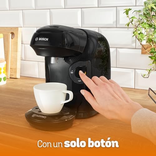 - Cafetera multibebida Tassimo Happy Friendly, Hasta 70 bebidas, OneTouch, Preparación individual, Diseño compacto, Intellibrew, Negro, TAS112E