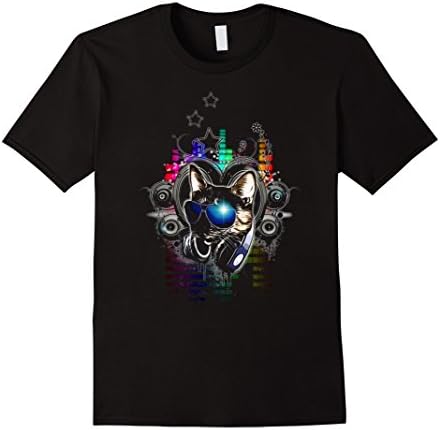 Mens DJ Cat T-shirt XL Black