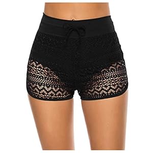 HIGOU Badpak zwembroek dames hipster bikini broek met plooien effen kleuren bikinibroek hoge taille ruches broek hoge…