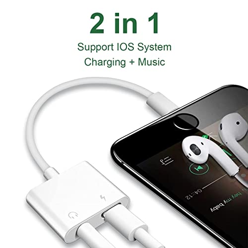 [2 Pack] 3.5 mm Headphone Jack Lightning Charger Cable for iPhone
