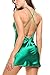 Avidlove Women V Neck Nightwear Sexy Lingerie Satin Sleepwear Lace Chemise Mini Teddy Green L