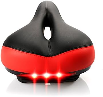 Standard Anatomic Relief MTB Memory Foam Padded Bike Seat with Waterproof Safety taillight (RED / BLACK)