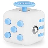 Anxiety Stress Relief Fidget Cube: Calming Toy for Focus, Relaxation, Distraction & Improved Mood - Aids Depression, Worry & Fear - Perfect Gift for Autism, Anger, ADD, ADHD & PTSD (White/Blue)