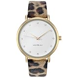 WRISTOLOGY Olivia Womens Chunky Gold Boyfriend Watch Leopard Leather Strap OC001