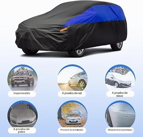 GUNHYI Breathable Waterproof Car Cover, SUV Cover for Cars Volkswagen VW T-Roc Tiguan Limited, Black Blue Full Garage Tarpaulin for Protection Against Dust Rain Sun.