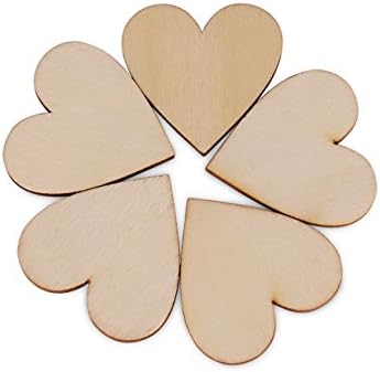 30pcs Scrapbooking Embellishments Wooden Love Heart Shape Craft Pieces for Weddings Plaques Art Craft Embellishment 40mm