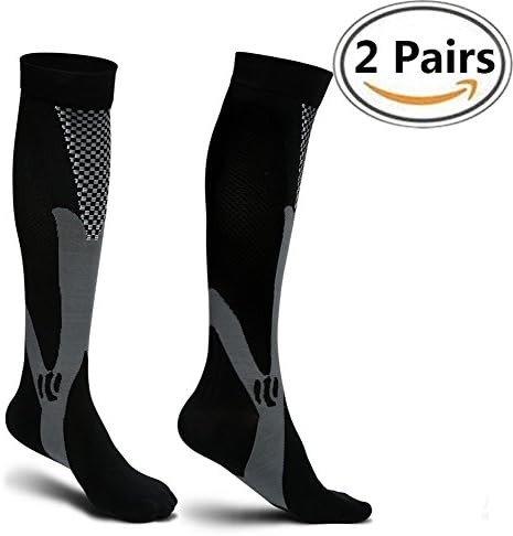 Compression Socks for Men and Women, 20-30mmhg Medical Grade Graduated Leg Support Stockings for Airplane Flight,Nurses,Recovery and Relief,Prevent Swelling, Maternity Pregnancy 2 Pairs(Large/X-Large)