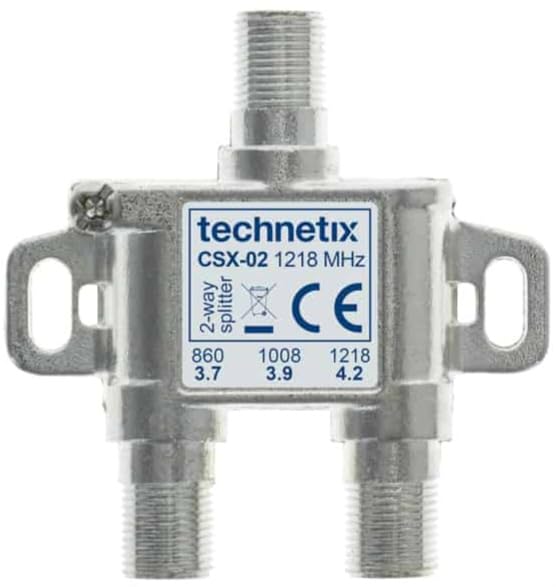 1STec Virgin Media 2 Way Technetix Passive Wideband F-connector Screw on Type Signal Splitter for TiVo V6 TV Set Top Box Superhub Internet Router Freeview DVB-C/T2/S 5-1000MHZ