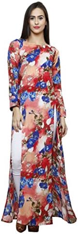 Double Slit Multi Colour Printed Rayon Kurta &amp; Pencil Pants Set