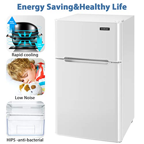 Euhomy Mini Fridge with Freezer, 3.2 Cu.Ft Mini refrigerator with