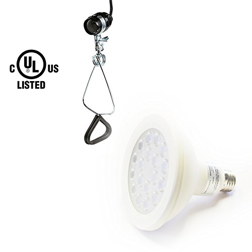 iPower Multi-Spectrum LED Grow Light for Plant Growth and Flowering,12W,6 Red and 12 White LEDs, Waterproof IP65, (630 ~ 660nm Red, 430 ~ 460nm Blue) with Clamp Lamp Socket Combo