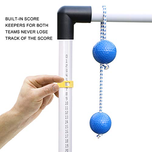JOGENMAX Ladder Toss Indoor/Outdoor Lawn Game Set with 6 Bolo Balls, Portable Carrying Bag and Score Trackers, Great for Kids, Adults, Family Size 38x24 Inch - Thumbnail 3