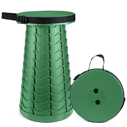 Hesanzol Tragbarer Teleskophocker, einziehbarer Klapphocker für Camping, Garten, Angeln, Wandern, Reisen, Grillen, verstellbare Klapphocker, maximale Traglast 1