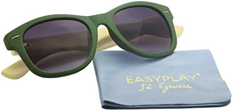 Womens Mens Wood Bamboo Temple Wayfarer Retro Vintage Lightweight Sunglasses (Green Frame)